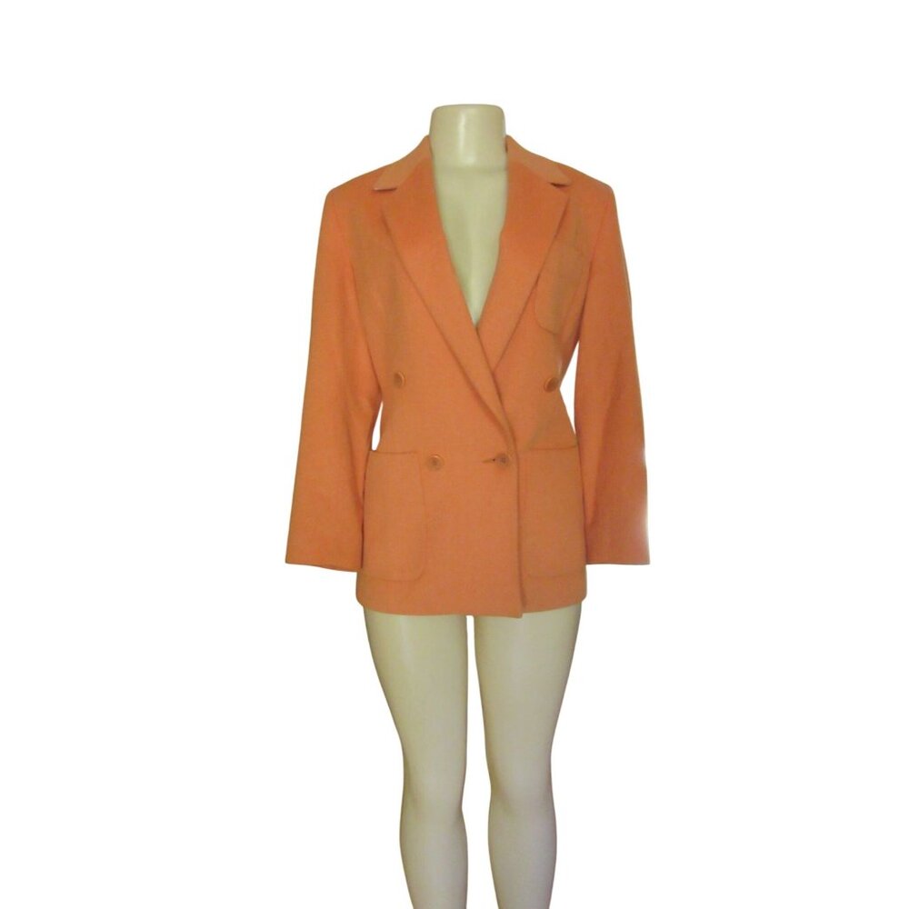 Vintage Austin Reed Petite Blazer Burnt Orange Wool & Angora Double Breasted SZ
